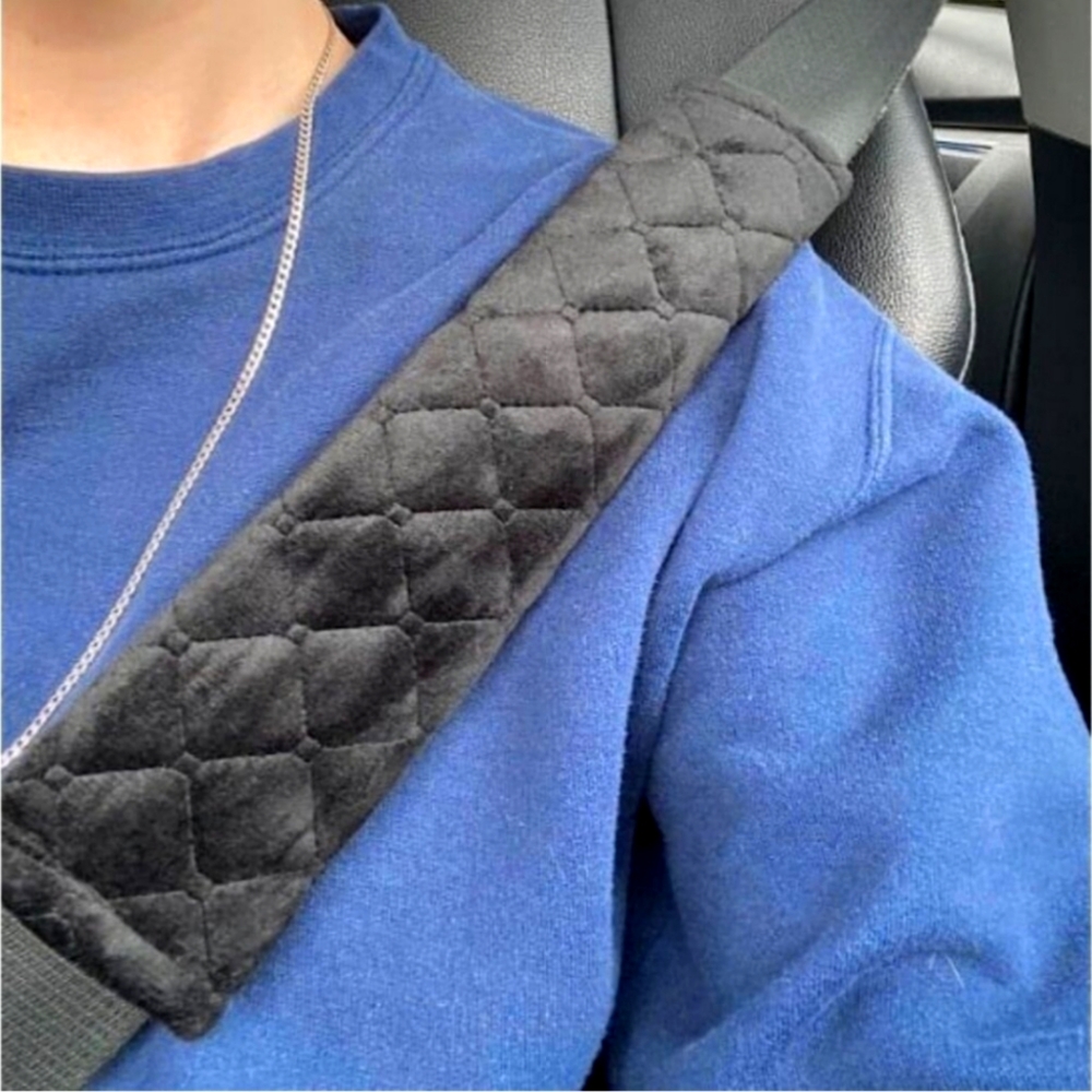 BLACK Soft Auto Seat Belt Cover Seatbelt Shoulder Pad 2 PCS